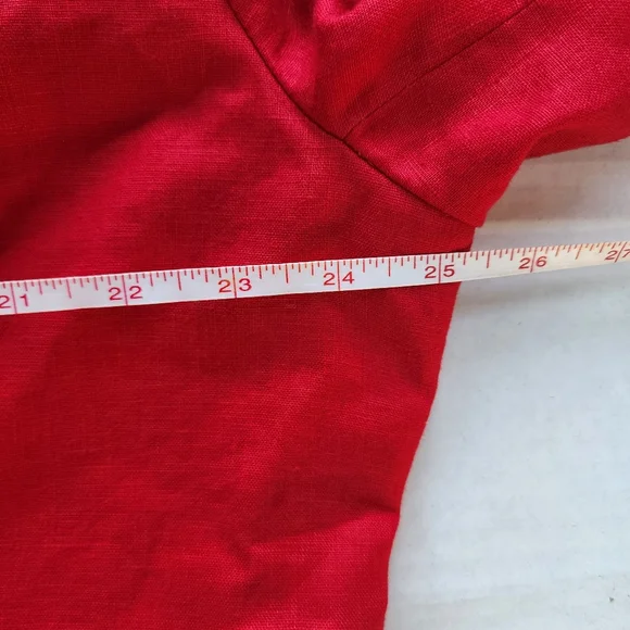 Style & Co. Women Red Linen Perforated Single Button Structured Blazer - Picture 13 of 15